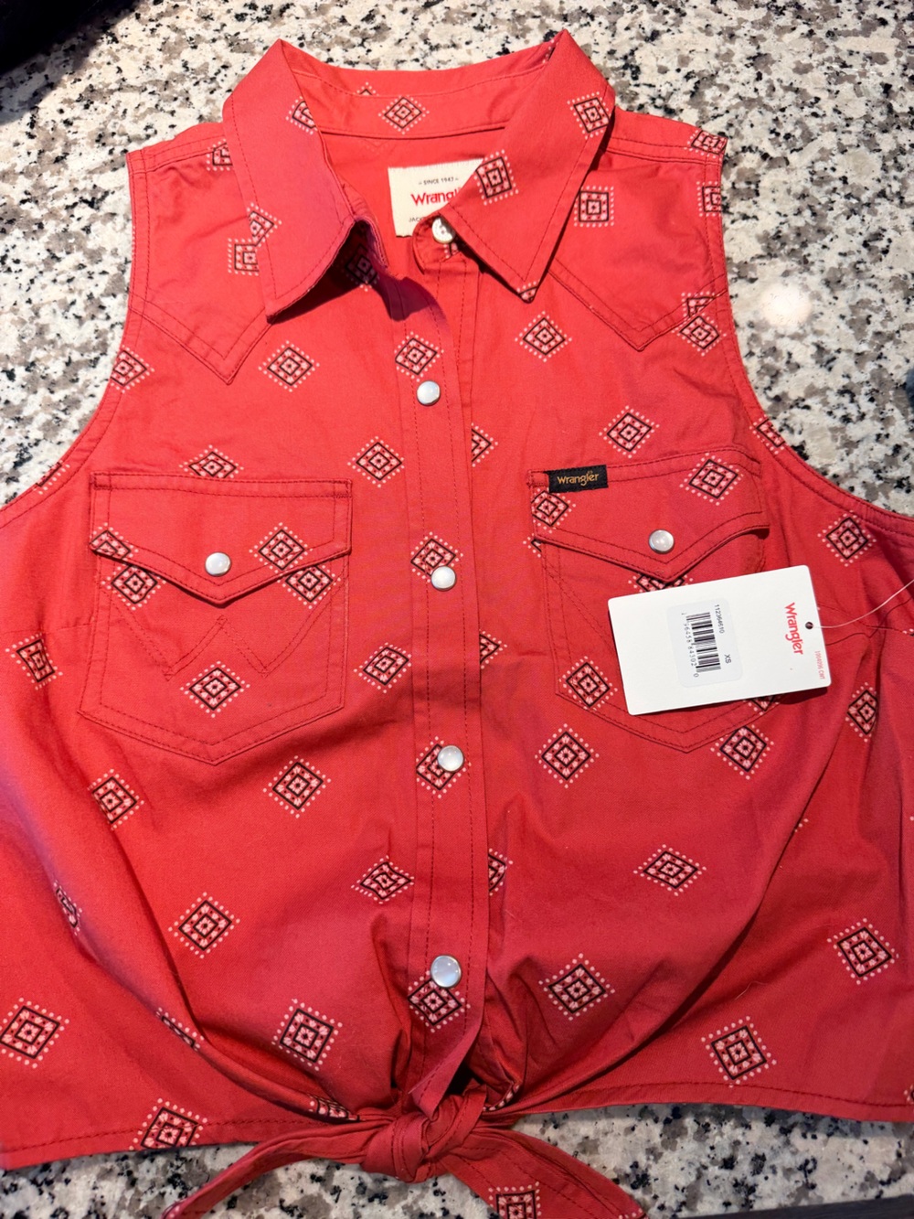 Wrangler Red Bandana-Print Snap Vest